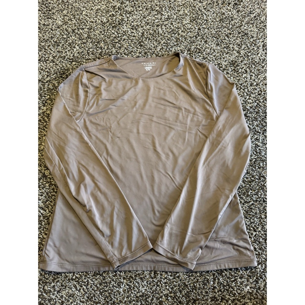 Tahari Top Womens XL Modern Essentials Gray Long Sleeve Stretch